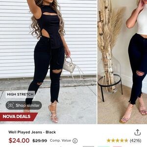 NWT fashion nova black ripped skinny jeans stretch